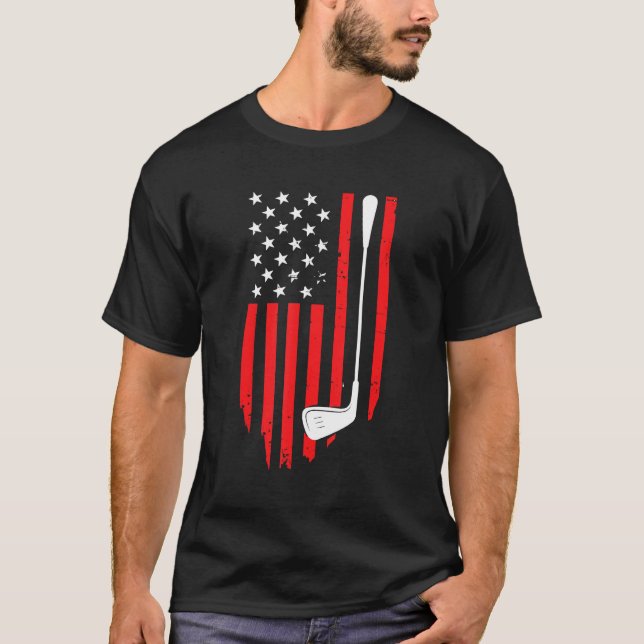 T-shirt American Patriotic Golfer Usa Flag Retro Golf stic (Devant)