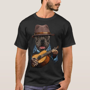T-shirt American Pit Bull errier Jouer Guitare Chien Guita