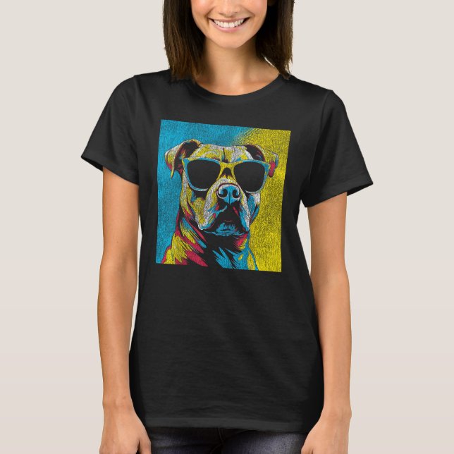 T-shirt American Pit Bull Terrier Dog - Pop Art Retro Styl (Devant)