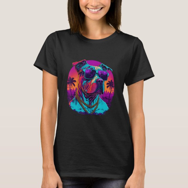 T-shirt American Pit Bull Terrier Race Colorful Design (Devant)