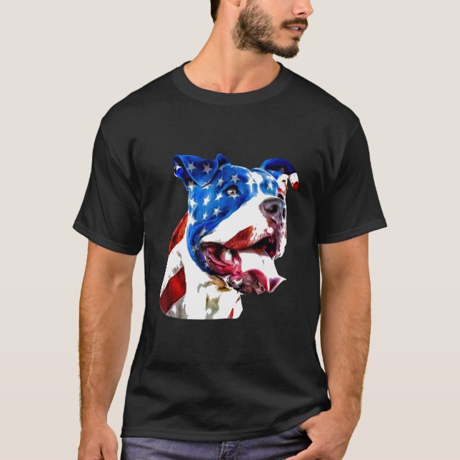 T-shirt American Pit Bull Terrier Usa Drapeau Patriotique  (Devant)