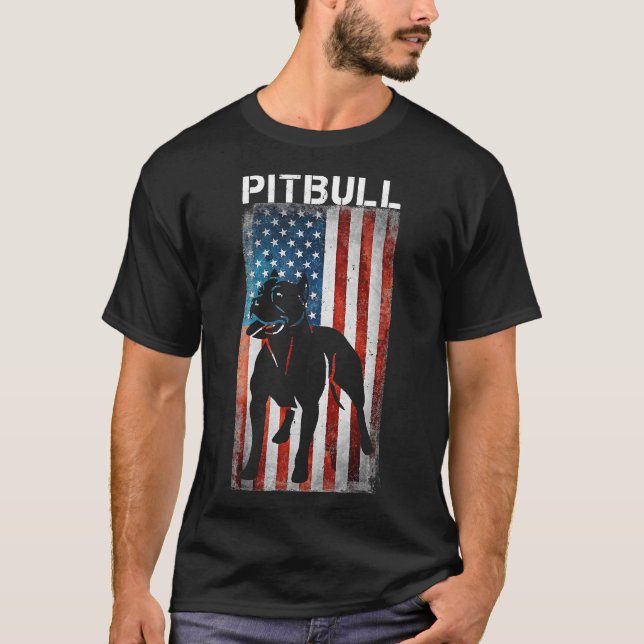 T-shirt American Pit Bull Terrier Usa Drapeau Patriotique  (Devant)