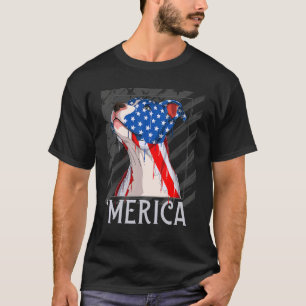 T-shirt American Pitbull 4 juillet Merica Chien Usa Fl