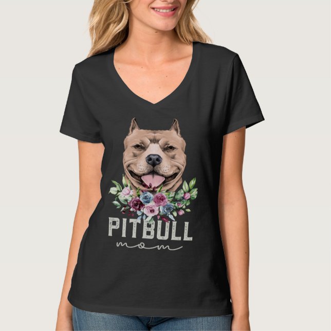 T-shirt American Pitbull Terrier Dog Mom (Devant)