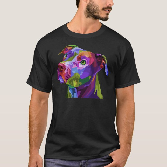 T-shirt American Pitbull Terrier Pop Portrait d'art pour c (Devant)