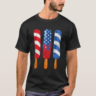 T-shirt American Popsicle Rouge Blanc Bleu 4 juillet Usa I