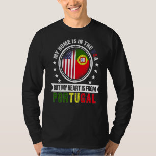 T-shirt American Portugais Flag Heart Portgual Américain P