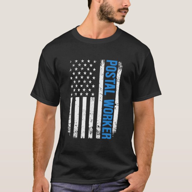 T-shirt American Postal Worker Usa Flag Mail 4E De J (Devant)