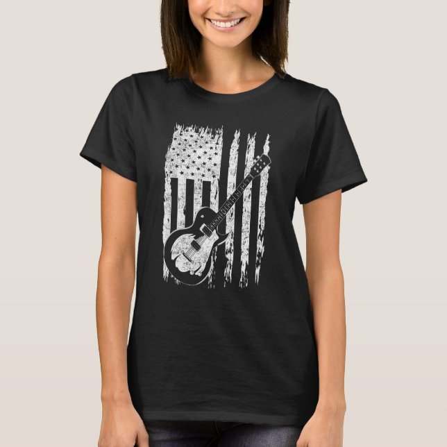 T-shirt American Pride 4 juillet Guitariste Us Flag Elect (Devant)