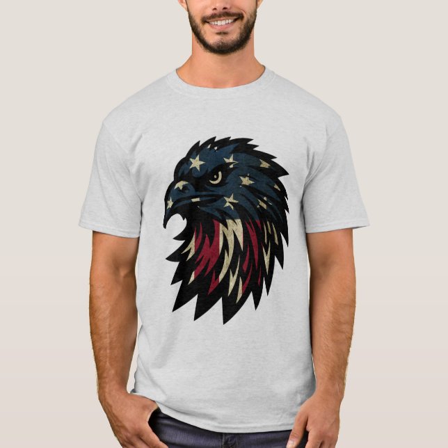 T-shirt American Pride, Aigle bleu rouge patriotique (Devant)