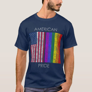 T-shirt American Pride t Faded American rainbow flag