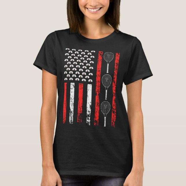 T-shirt American Racket Sports Flag National Nurses Day Te (Devant)