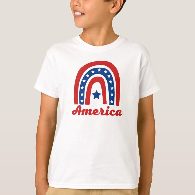 T-Shirt American Rainbow 4 Juillet (Devant)