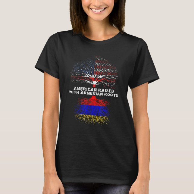 T-shirt American Raised with Armenian Roots Armenia (Devant)