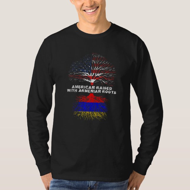T-shirt American Raised with Armenian Roots Armenia   (Devant)