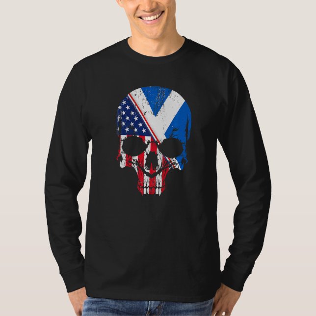 T-shirt American Raised With Scottish Roots Skull Idea & U (Devant)