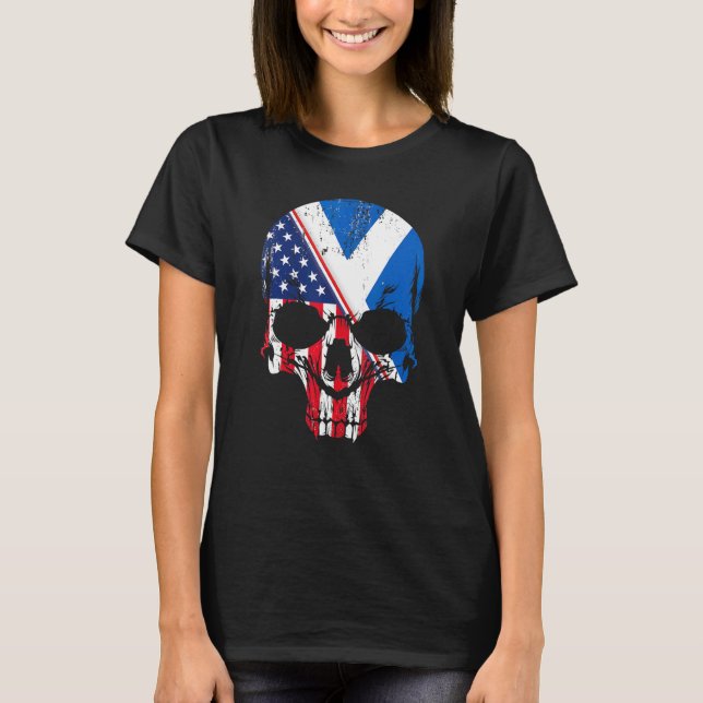 T-shirt American Raised With Scottish Roots Skull Idea & U (Devant)
