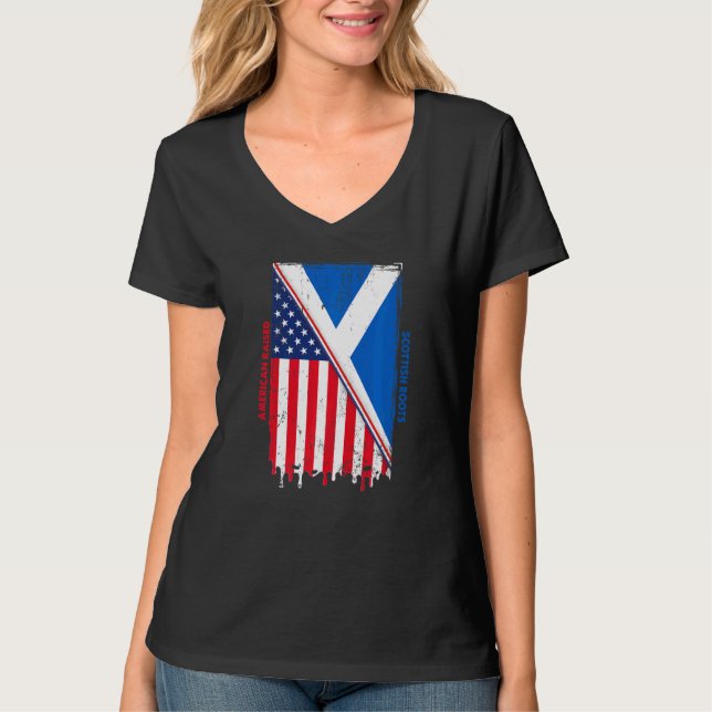 T-shirt American Raised With Scottish Roots With Scotland  (Devant)