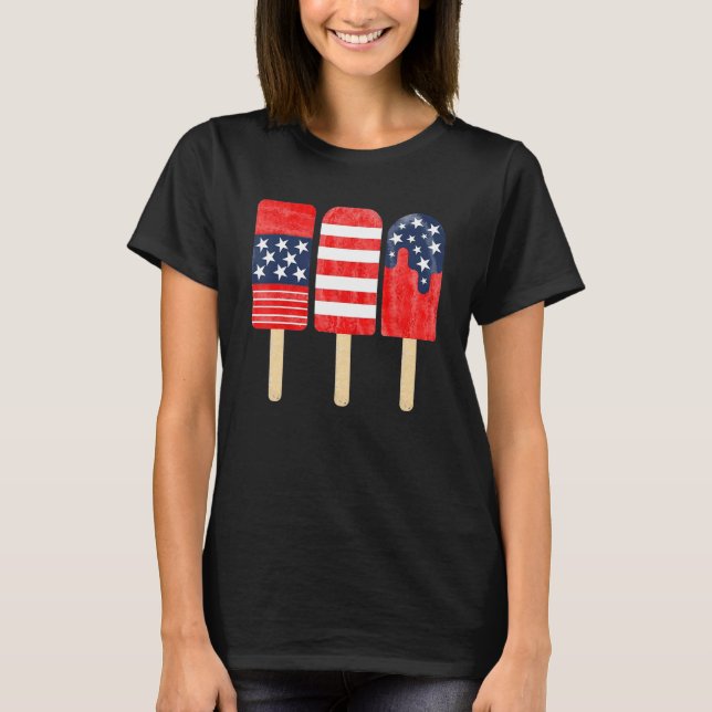 T-shirt American Red White Blue 4th of July USA Ice Cream (Devant)