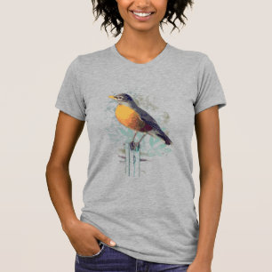T-shirt American Robin Garden Bird Wildlife Art Nature