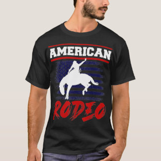 T-shirt American Rodeo Cowboy Horse Bull Riding Pour Homme
