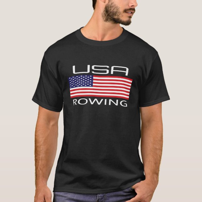 T-shirt American Rowing Rower Athlete USA Flag Pride Crew (Devant)