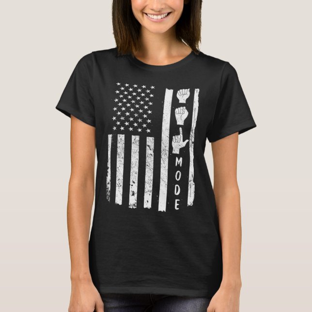 T-shirt American Sign Language ASL USA Flag (Devant)