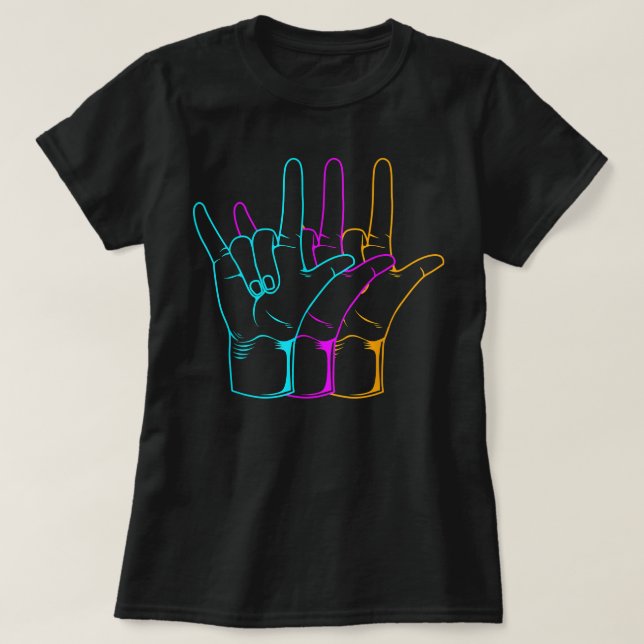 T-shirt American Sign Language I Love You ASL (Design devant)