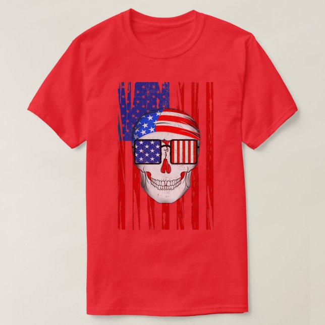 T-shirt American Skull Flag Patriotic (Design devant)