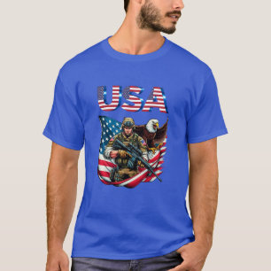 T-shirt American Soldier Eagle USA Drapeau Patriotique Art