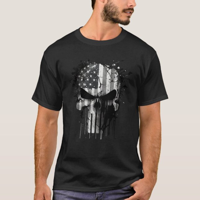 T-shirt American Spartan Reaper Themed USA Flag National P (Devant)