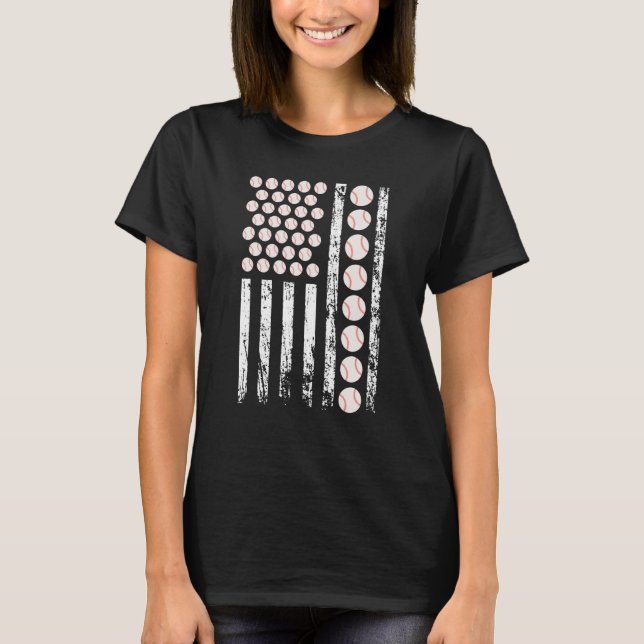 T-shirt American Sports Baseball Flag Athletic Ball Game P (Devant)
