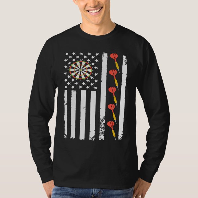 T-shirt American Sports Darts Flag Athletic Throwing Game  (Devant)