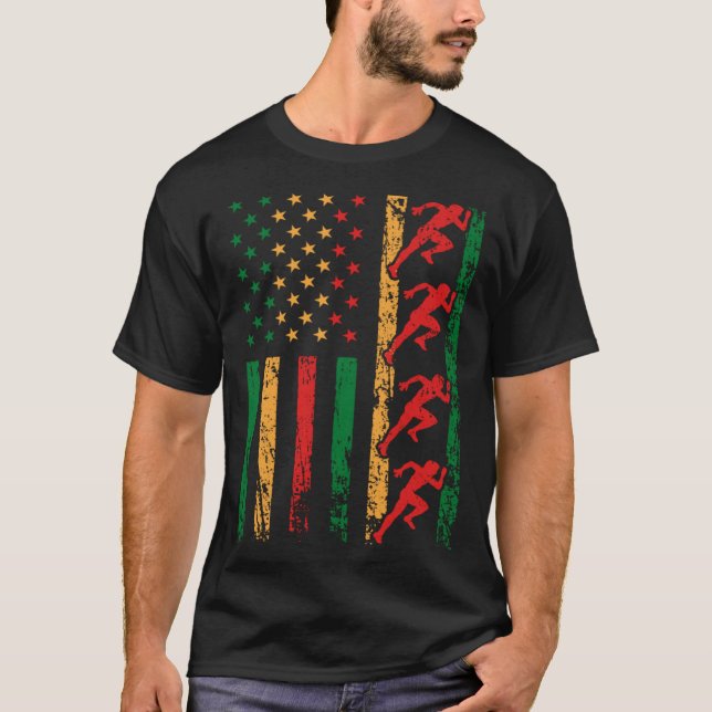 T-shirt American Sports Flag Black History Month Track And (Devant)