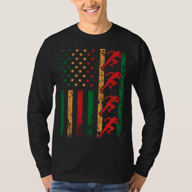 T-shirt American Sports Flag Black History Month Track And (Devant)