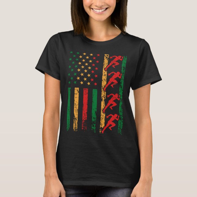 T-shirt American Sports Flag Black History Month Track And (Devant)