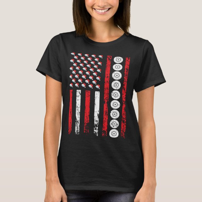 T-shirt American Sports Flag Christmas Athletic Lawn Bowli (Devant)