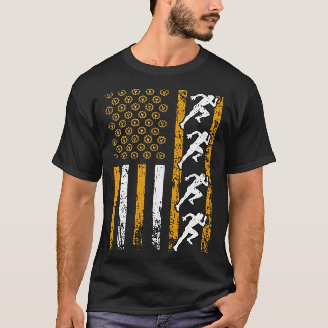 T-shirt American Sports Flag Construction Track And Field (Devant)