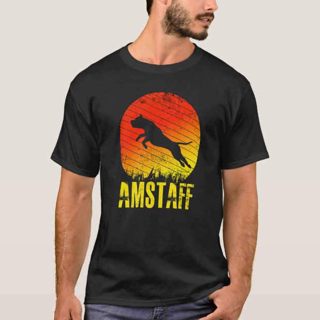 T-shirt American Staffordshire Terrier Jumping Sunset Chie (Devant)