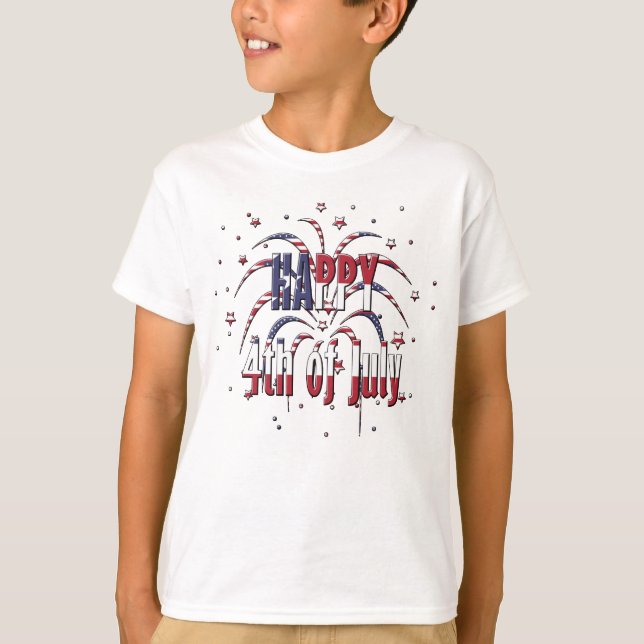 T-shirt American Stars and Stripes Happy 4 juillet (Devant)