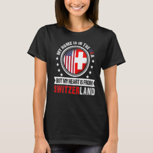 T-shirt American Swiss Flag Heart de Suisse Amérique