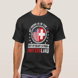 T-shirt American Swiss Flag Heart de Suisse Amérique