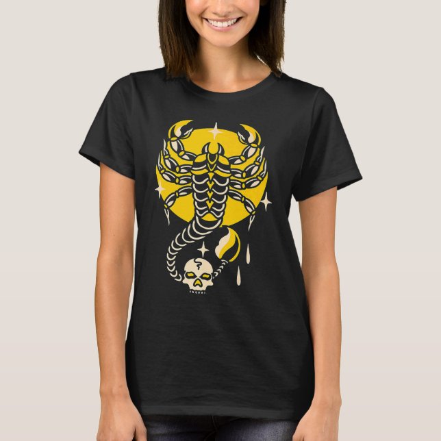 T-shirt American Traditional Tattoo Scorpion Old School Fl (Devant)