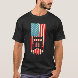 T-shirt American Truck Driver Patriotic US Flag Semi Trail