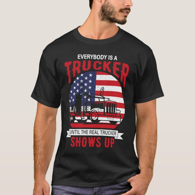 T-shirt American Trucker Truck Driver Father Dad Husband (Devant)