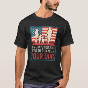 T-shirt American US Drapeau Personal Trainer Chien Coureur