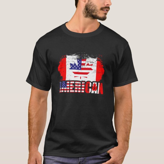 T-shirt American Us Eh American Drapeau Canadien Drapeau C (Devant)