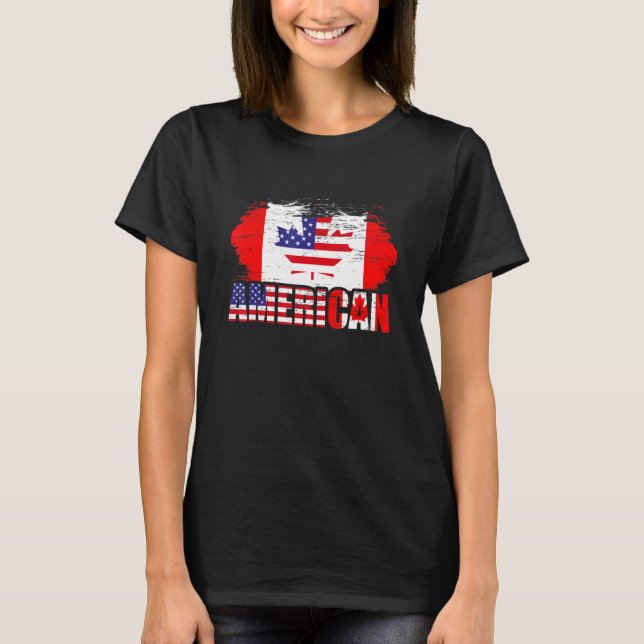 T-shirt American Us Eh American Drapeau Canadien Drapeau C (Devant)