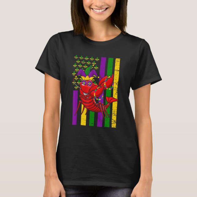T-shirt American US Flag Crawfish Funny Mardi Gras Carniva (Devant)