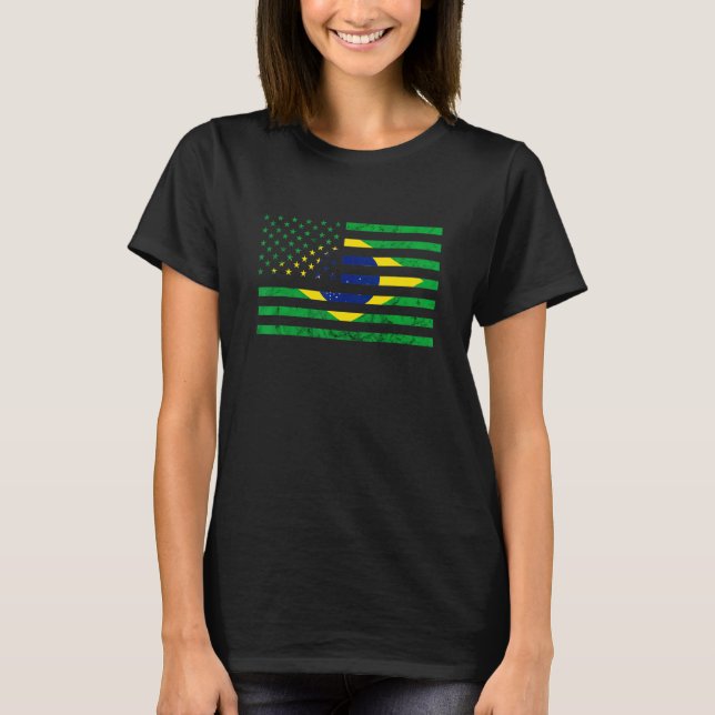 T-shirt American USA Brazil Flag Brazilian Roots Brasilian (Devant)